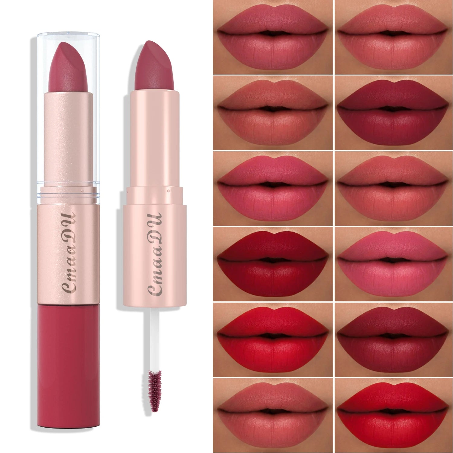 1/3Pcs Double Head Matte Lipstick Sexy Red Lip Gloss Set 2 in 1 Matte Lip Stick Non-stick Cup Lasting Waterproof Makeup Beauty