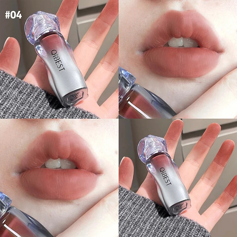 QIBEST Matte Velvet Liquid Lipstick Natural Long-Lasting Highly Pigmented Lip Mud Portable Finish Universal Lip Gloss Makeup