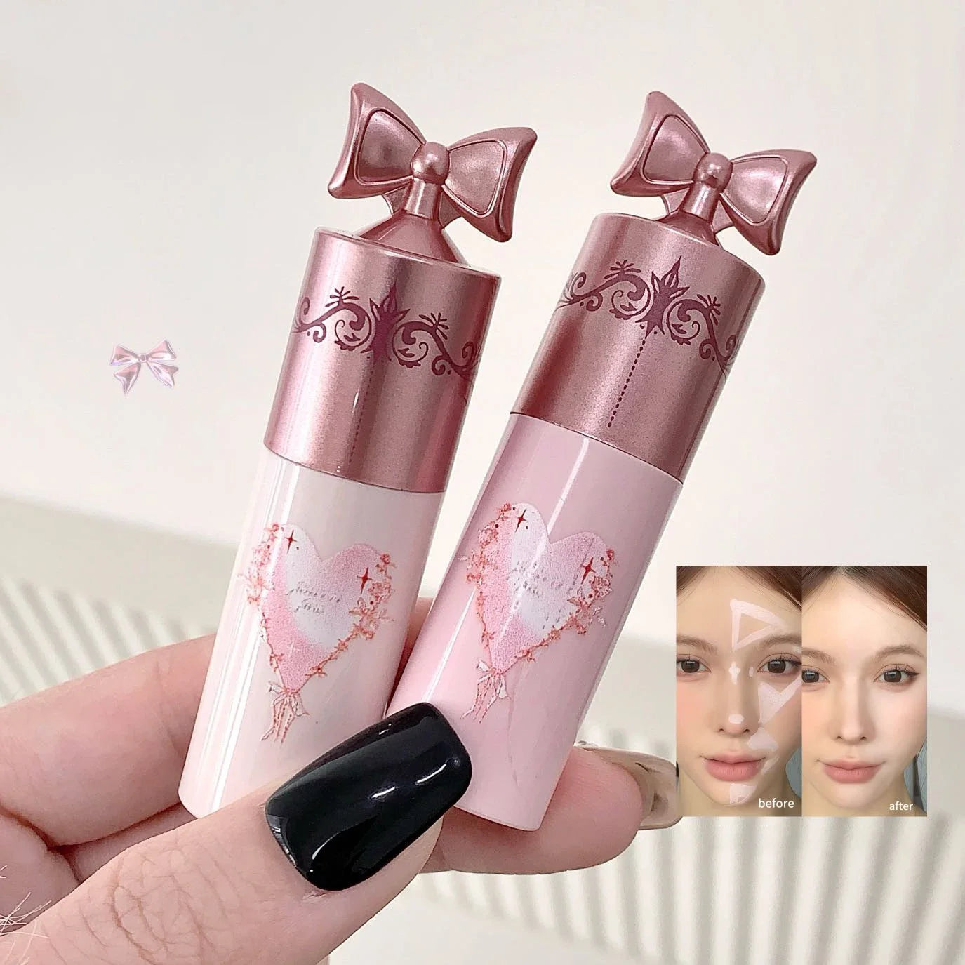 Pink Brightening Concealer Stick Waterproof Highlighting Liquid Moisturizing Concealer Cream Cover Acne Spot Dark Circles Makeup