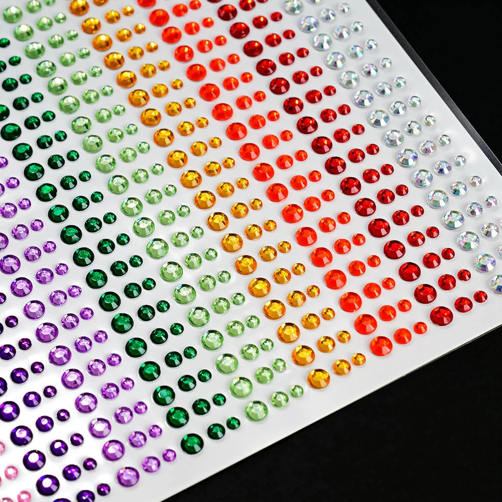 New 3/4/5mm 900pcs Pearl Face Gem Stickers Shining Glittle Self Adhesive Waterproof Rhinestone Stickers Party Wedding Makeup