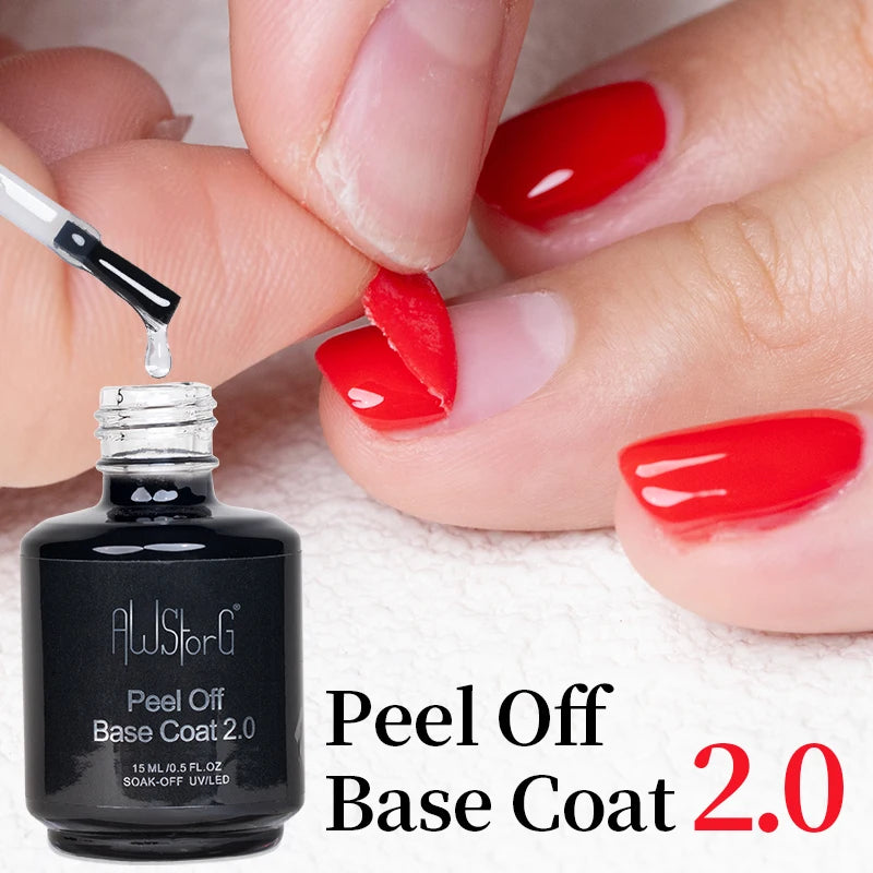 AWStorG Fiber Rubber Base Gel For Nails UV Gel Polish Semi Permanent Repair Fix Crack Nail Rubber Base Gel Strengthener 15ml