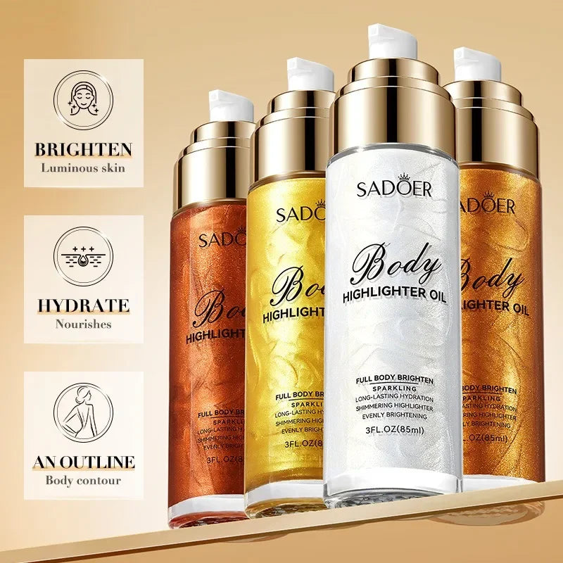 1PC Body Shimmer Spray Glitter Spray Shiny Body Lotion Waterproof Body Glitter Mist Spray Liquid Illuminators Highlighter Powder