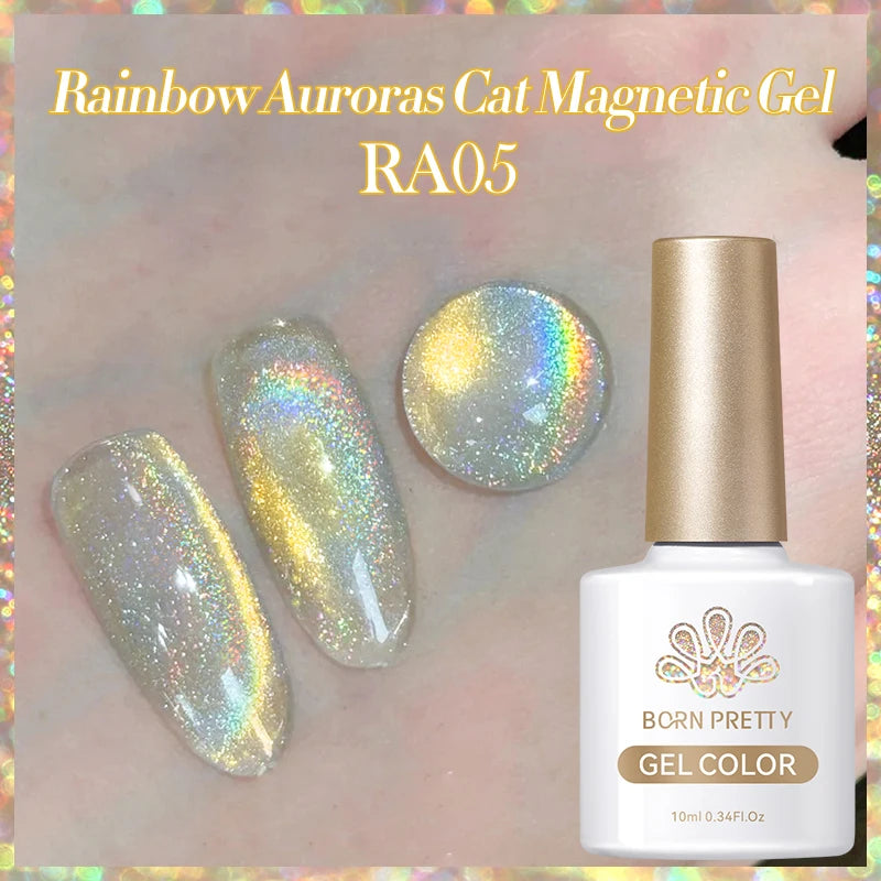 BORN PRETTY 10ml Black Glass Cat Magnetic Gel Nail Polish Silver Gold Glitter Semi Permanent Soak Off UV LED Gel Varnish