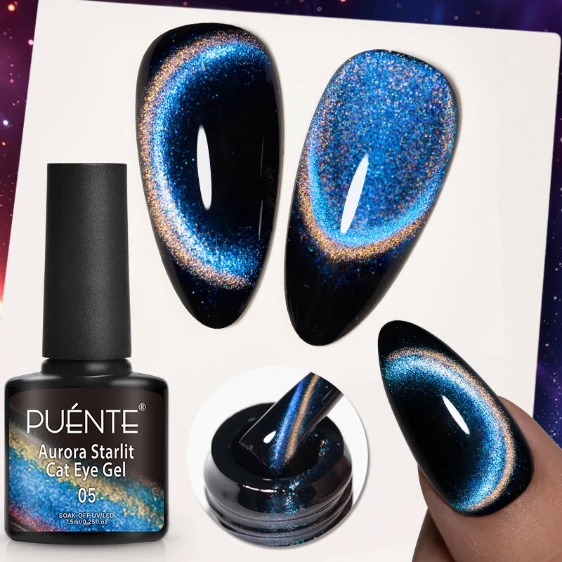 PUENTE 7.5ML Red Flame Reflective Gel Nail Polish Flash Sparkling Red Glitter Nail Gel Soak Off UV Semi-permanent Nail Varnish