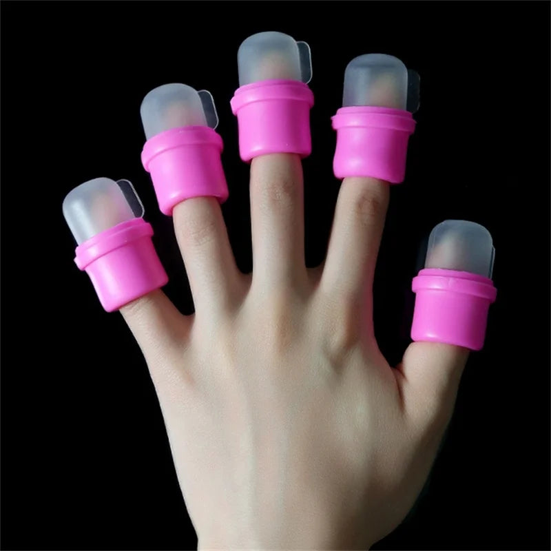 10/20/50/100PCS Pink Silicone Nail Soak Off Cap Clip Nail Wipe UV Gel Nail Polish Remover Wrap For Finger Toes Manicure Tool