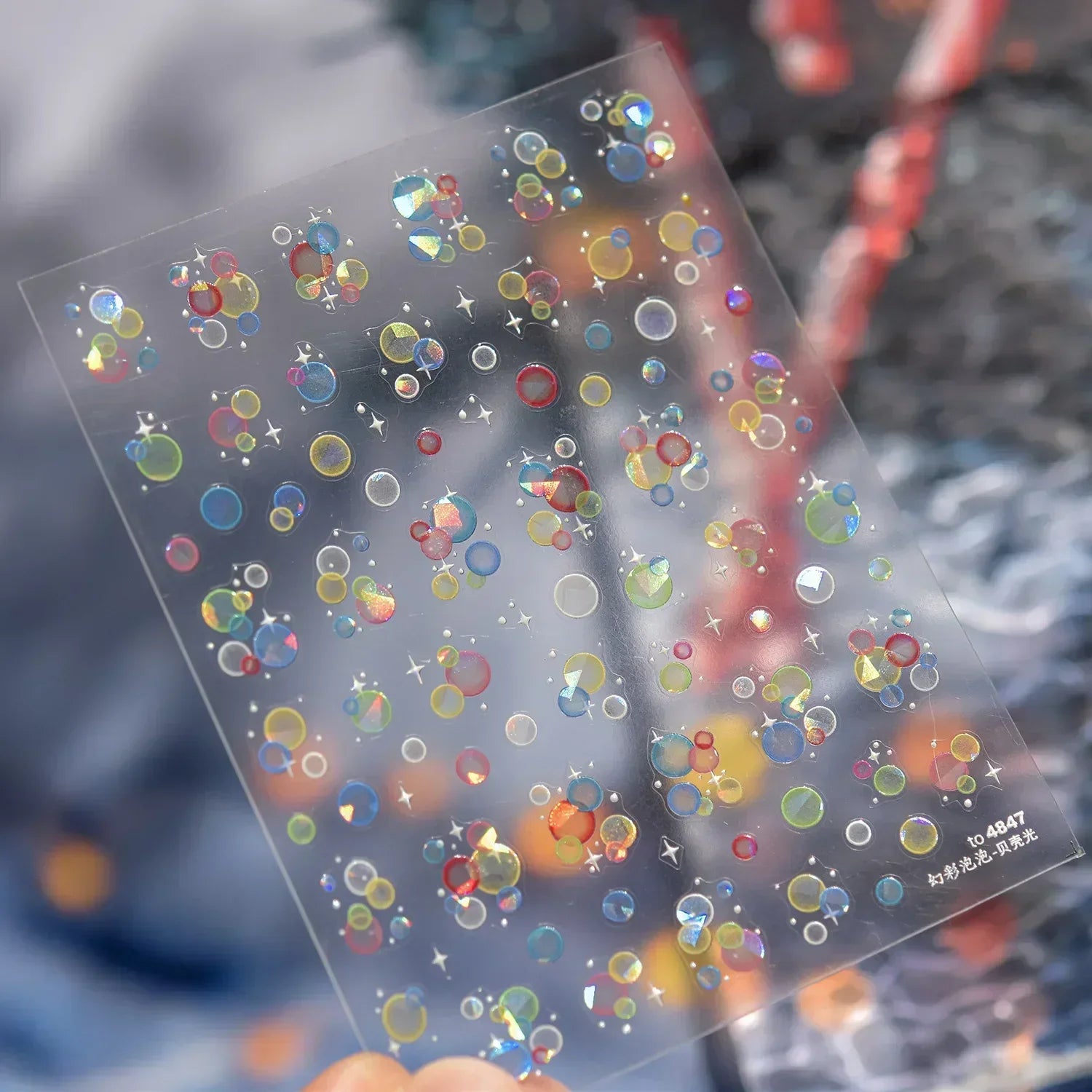 Goldfish Cavort Water Grass Lotus Flower Leaf Brocaded Carp Koi Ripple Droplet Water Bubbles 5D Nail Art Stickers Manicure Decal