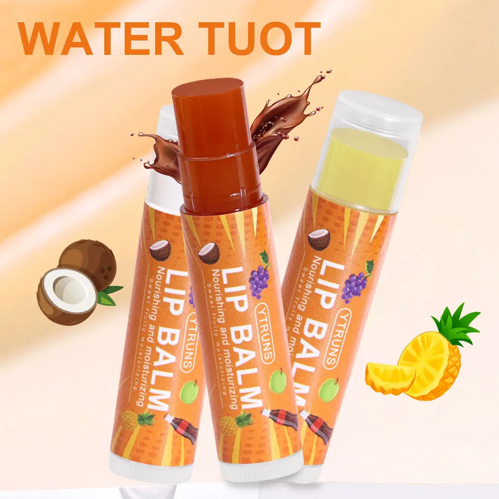 Fruit Flavour Tinted Lip Balm, Moisturising Lip Treatment with Plant-Based Squalane, Ideal Gift for Mother's Day