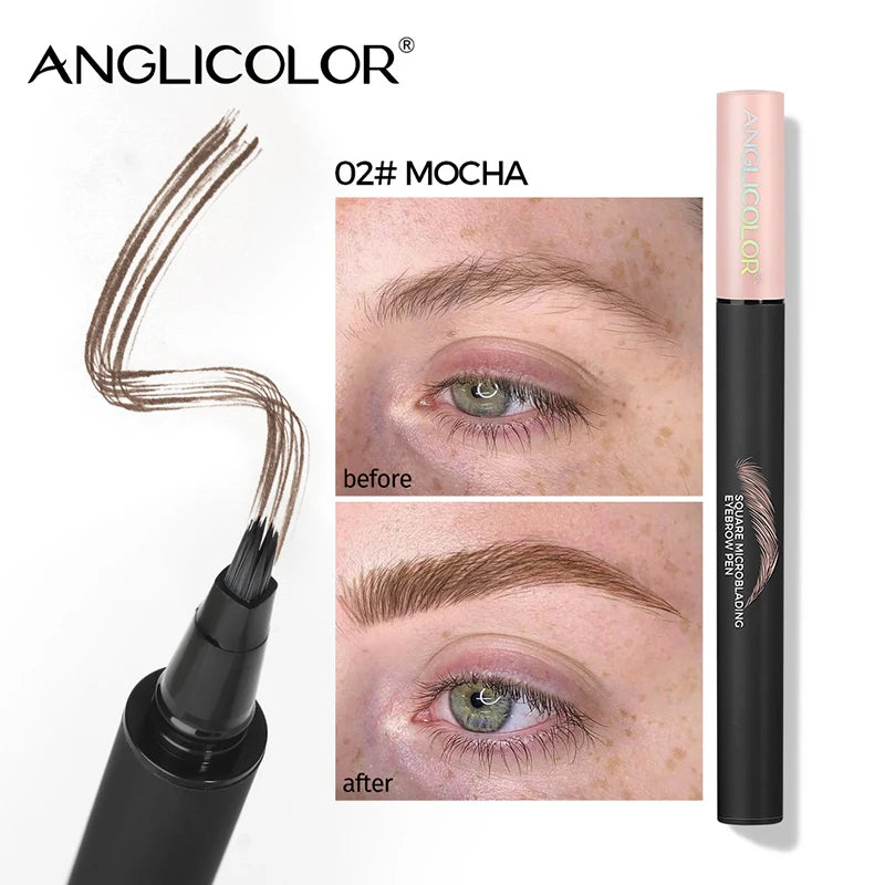 Liquid Wild Eyebrow Pencil Square Angled Brush Multifunction 3D Brow Dye Cream Hairline Anti-smudge Waterproof Eyebrow Tint Pen