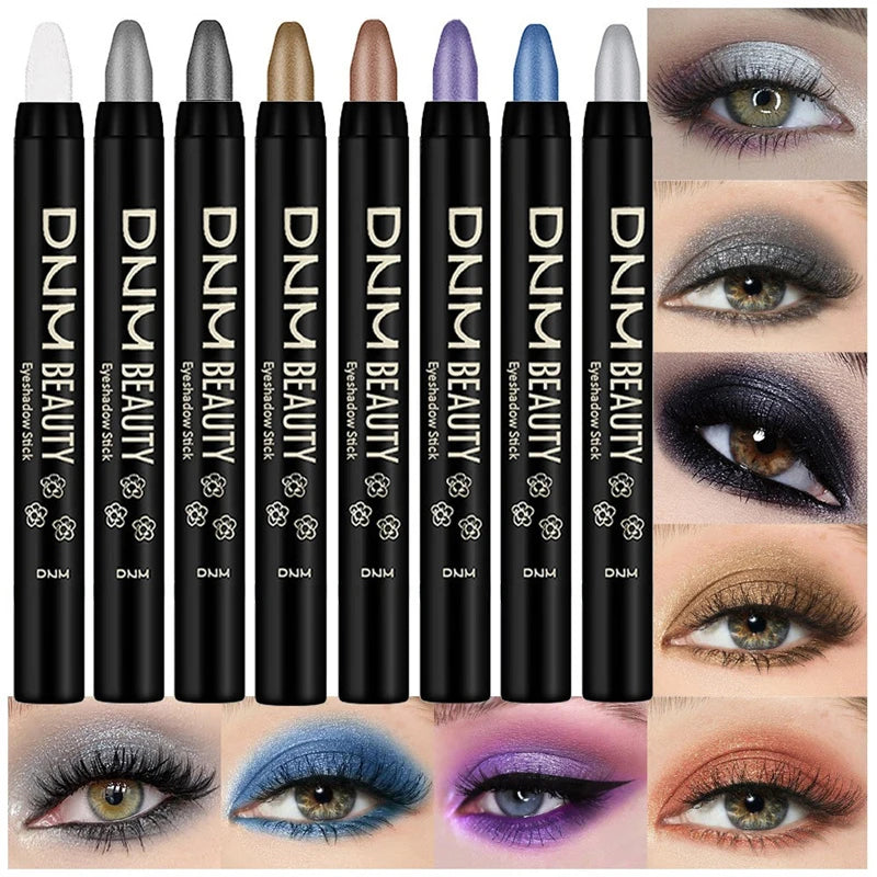 16 Colors Pearlescent Eyeshadow Sticks High Pigmented Eyeshadow Pencil Glitter Waterproof Long-Lasting Eye Makeup Non-Smudged