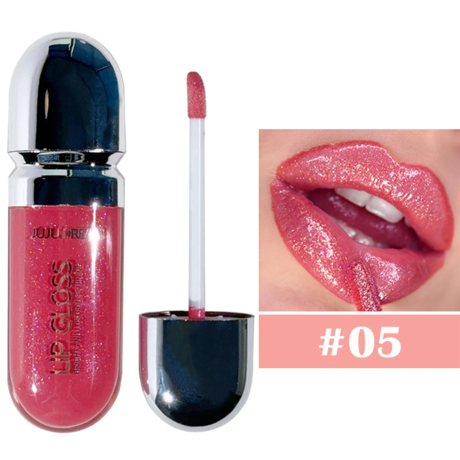 Long-Lasting Water-Gloss Plump Lip Gloss Capsule - Moisturizing & Hydrating Shine Mirror Transparent Pinkish-Shimmer Lip Glaze