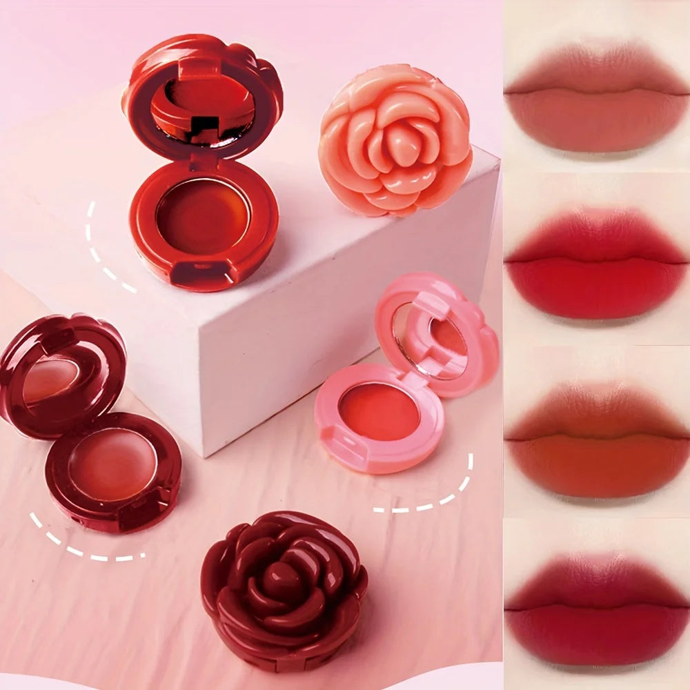 Creative Rose-Shaped Matte Lipstick, Velvet Mousse Lip Clay Long-Lasting Lightweight Matte Makeup Effect for All Skin Types