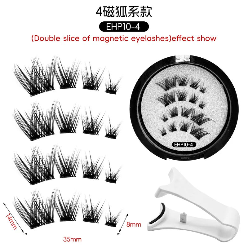 3D Magnetic False Eyelashes Reusable Magnetic Eyelashes With 4 Magnetic Lashes Natural Eyelash Extension Makeup Tools