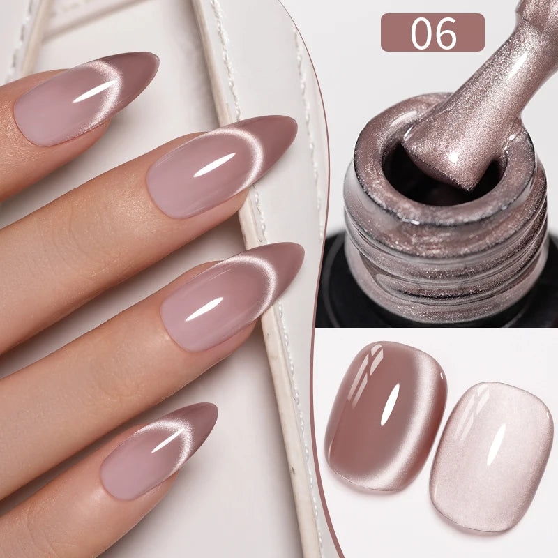 PUENTE 7.5ML Red Flame Reflective Gel Nail Polish Flash Sparkling Red Glitter Nail Gel Soak Off UV Semi-permanent Nail Varnish