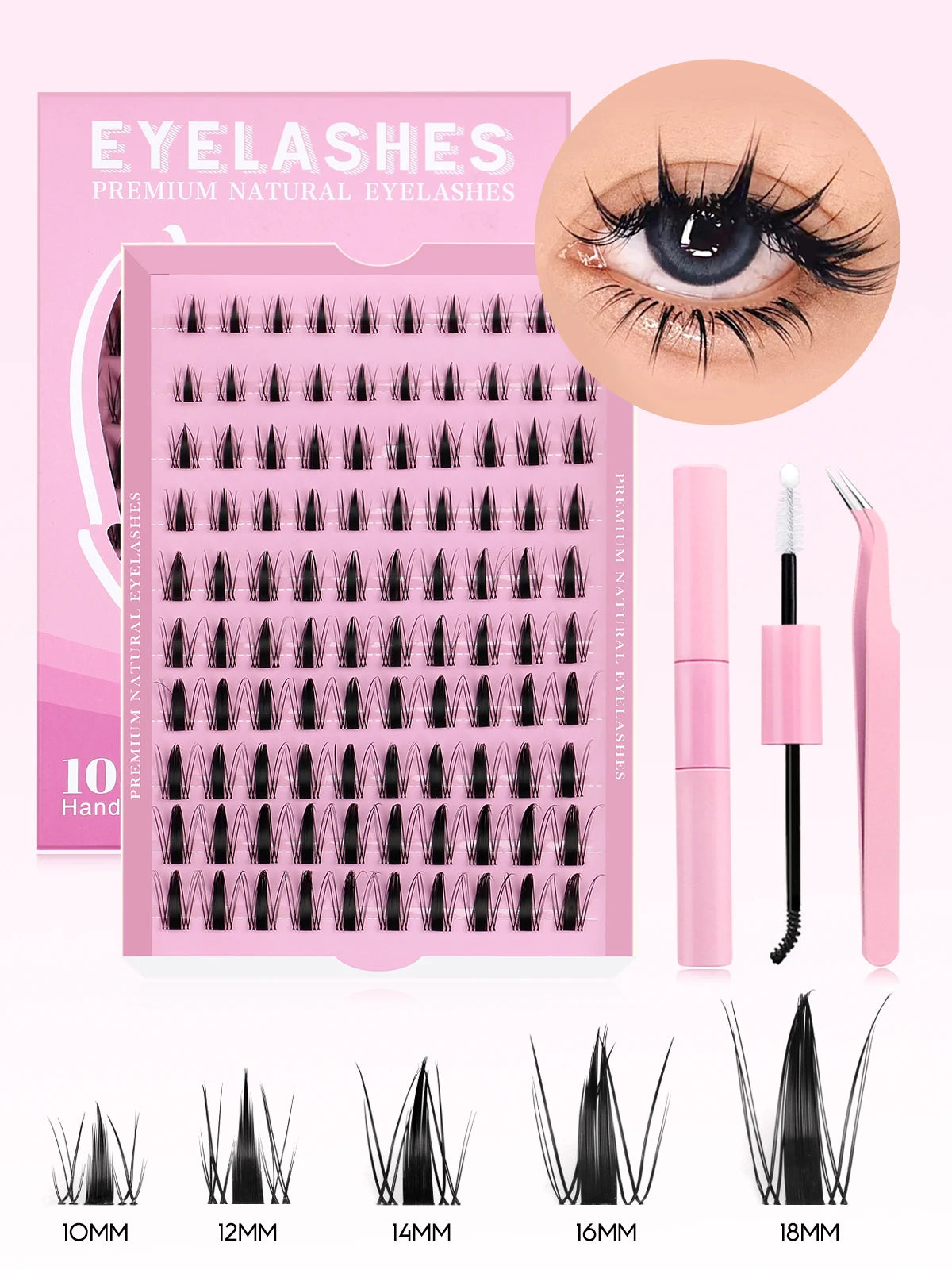 GROINNEYA DIY Lash Kit 10-18mm Manga Lashes Mixed Tray Lash Clusters Individual Eyelashes Kit with Lash Bond DIY Lashes