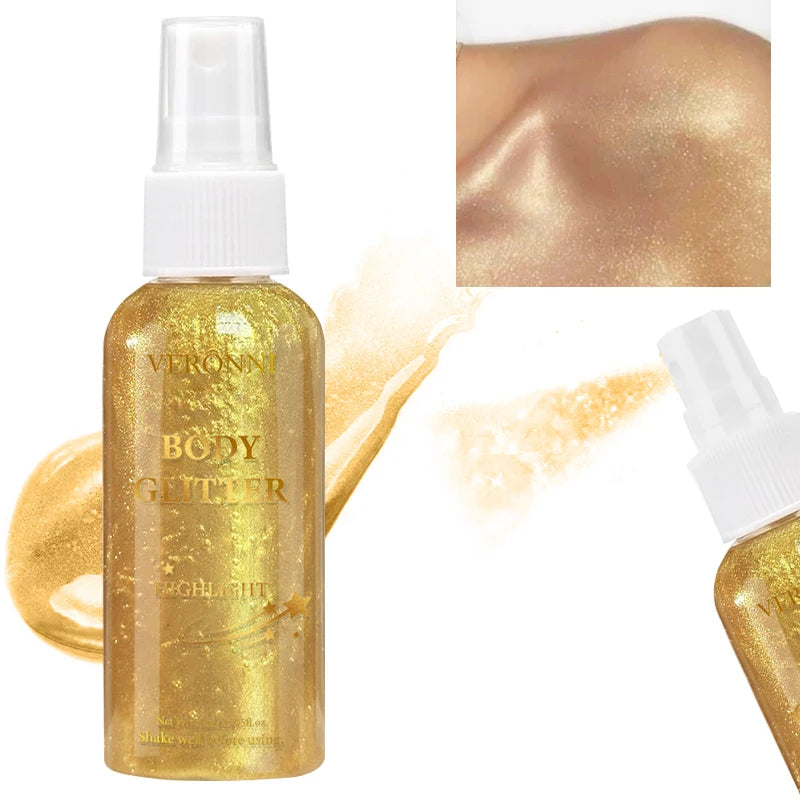 80ml Glitter Spray - Shimmer Glitter Spray Cosmetics,Instant Shine & Highlighting for Hair,Face,Body,Body Hair Spray Makeup