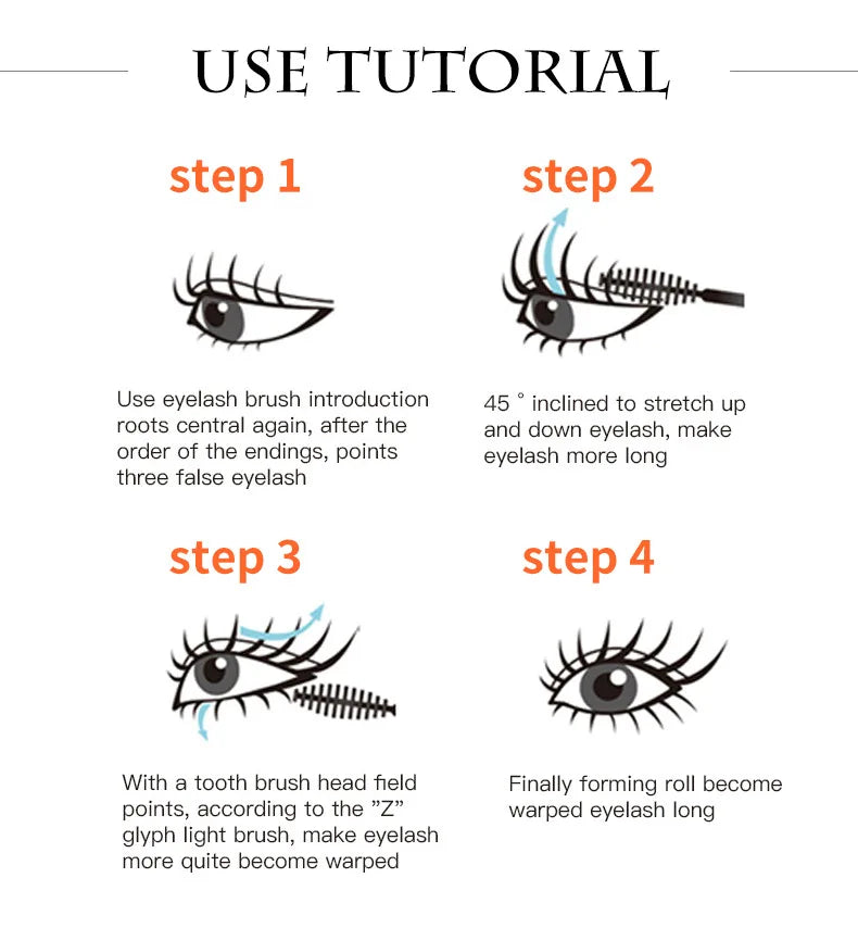 QIC Diamond Scepter Mascara 4D Silk Fiber Mascara Waterproof Eyelash Lengthen Natural Thick Curly Non Smudging Mascaras