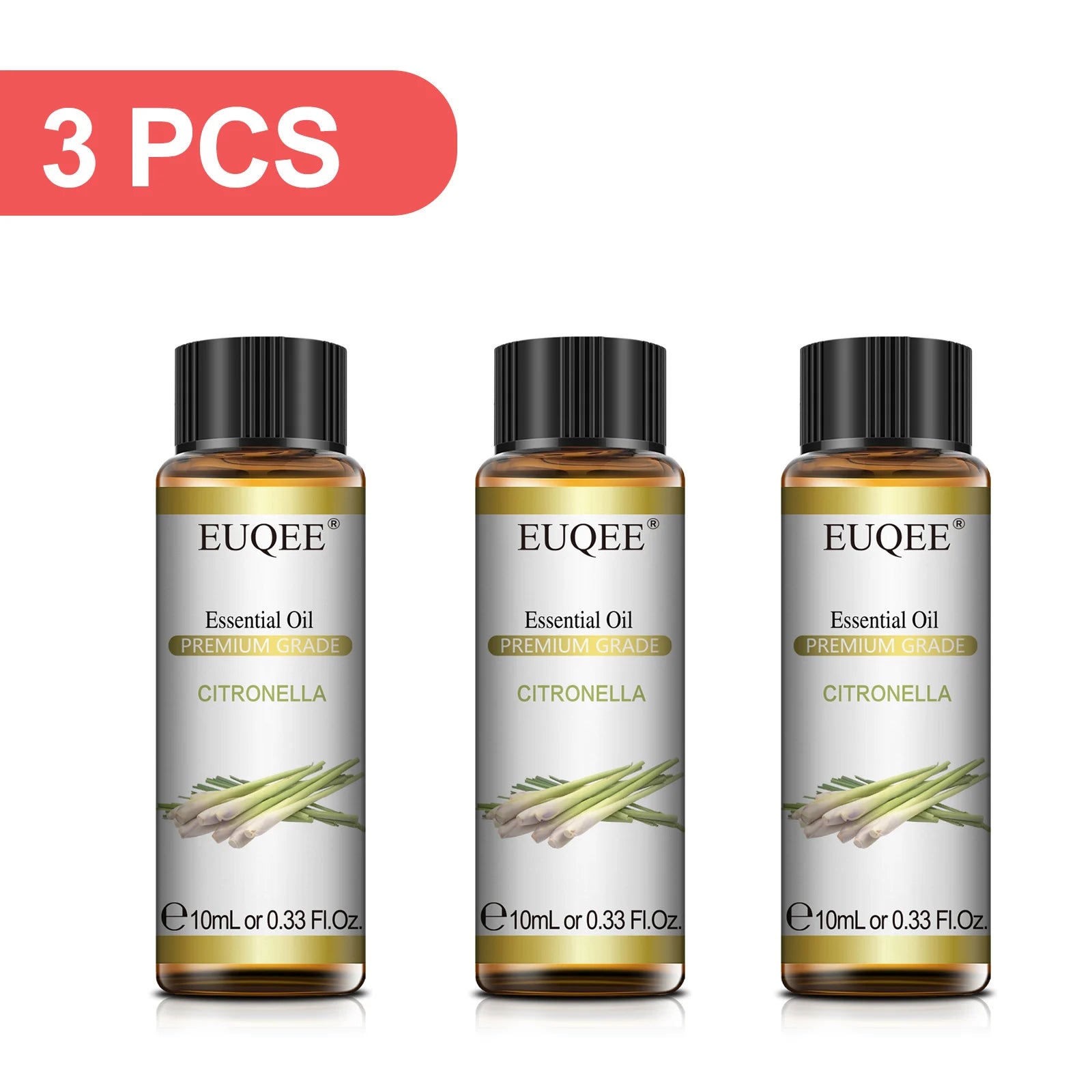 EUQEE 3PCS 10ml Pure Plant Essential Aromatherapy Oils Sandalwood Cedarwood Citronella Cinnamon Aroma for Humidifiers Diffusers