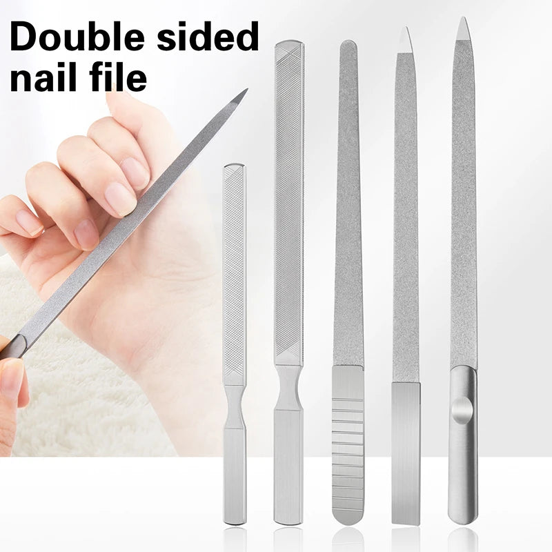 Professional Nail File Stainless Steel Double Side Nail File Buffer File Fingernails Toenails Manicure Files For Salon And Home