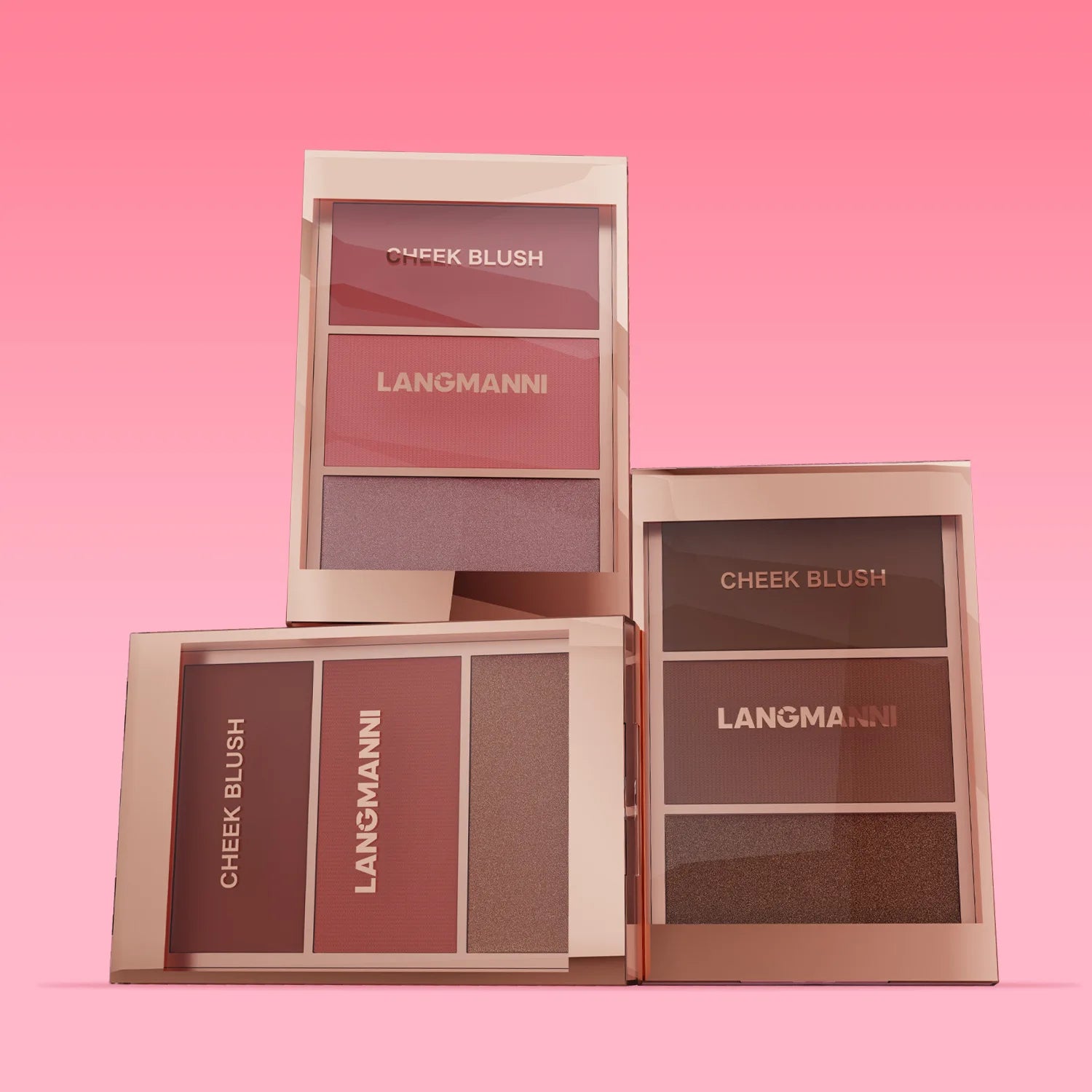 3-in-1 Contouring Blush Palette - Cream & Powder Blush, Contour & Highlight, Buildable Color for a Complete Face & Eye Look