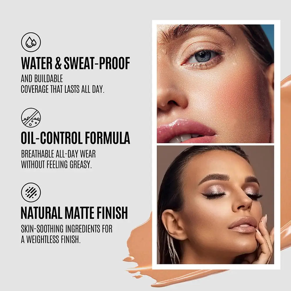 LOOKAVE Liquid Foundation | Long-Lasting, Full Coverage, Matte Finish, Moisturizing Liquid Base, Conceals Imperfections, Smooth Natural Makeup