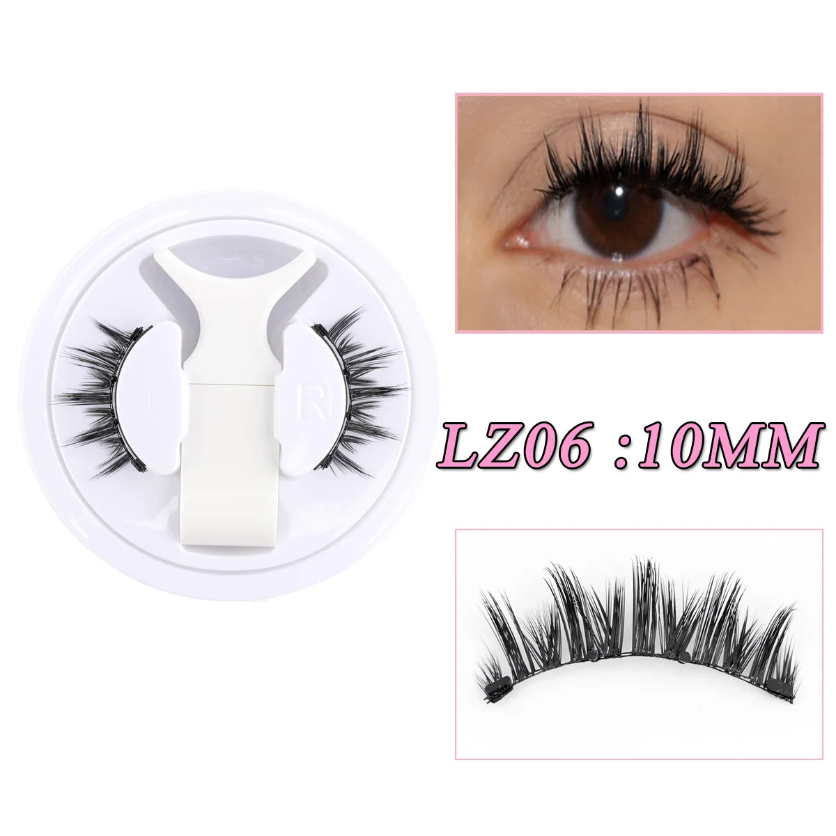 1 Pair Reusable Magnetic Lashes 3D Natural Fluffy Magnetic False Eyelashes No Glue Needed Lashes with Tweezer Set Make up Tools