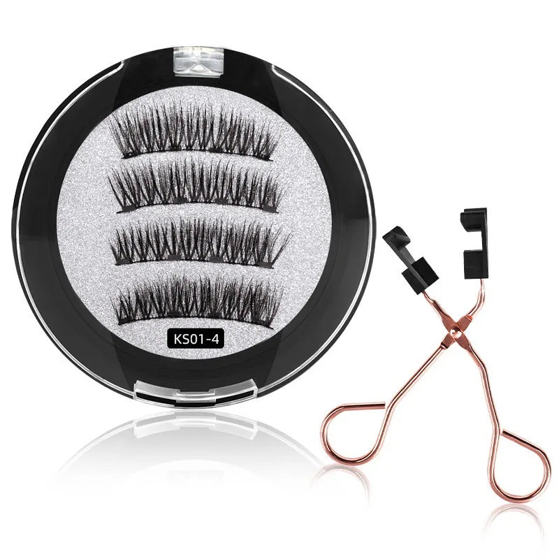 3D Magnetic False Eyelashes Reusable Magnetic Eyelashes With 4 Magnetic Lashes Natural Eyelash Extension Makeup Tools