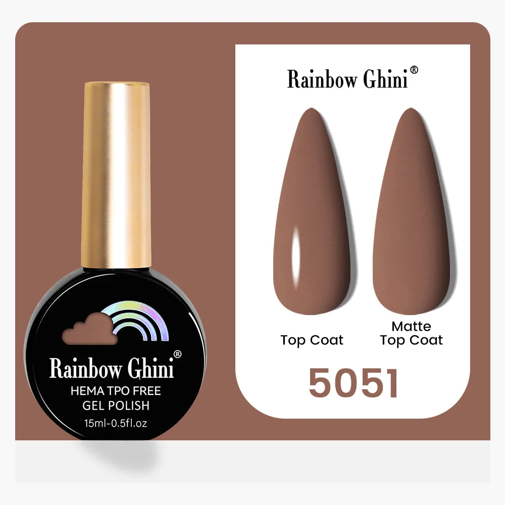 Rainbow Ghini 15ML 146 Colors Long-Lasting Colorful Gel Nail Polish Professional UV/LED Gel Polish Base Coat Matte Top Coat