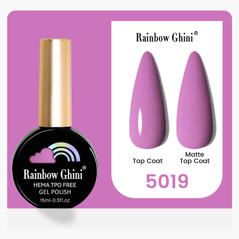 Rainbow Ghini 15ML 146 Colors Long-Lasting Colorful Gel Nail Polish Professional UV/LED Gel Polish Base Coat Matte Top Coat