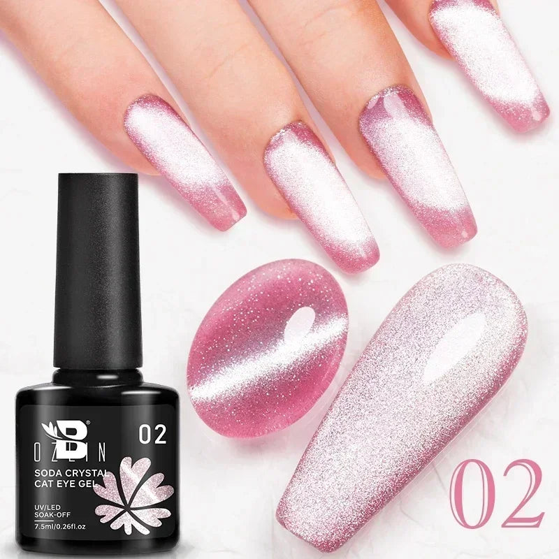 AWStorG 7.5ML Golden Gradient Cat Eye Magnetic Gel Sparkling Glitter Nail Polish Semi Permanent UV Nail Art No Need Base Color
