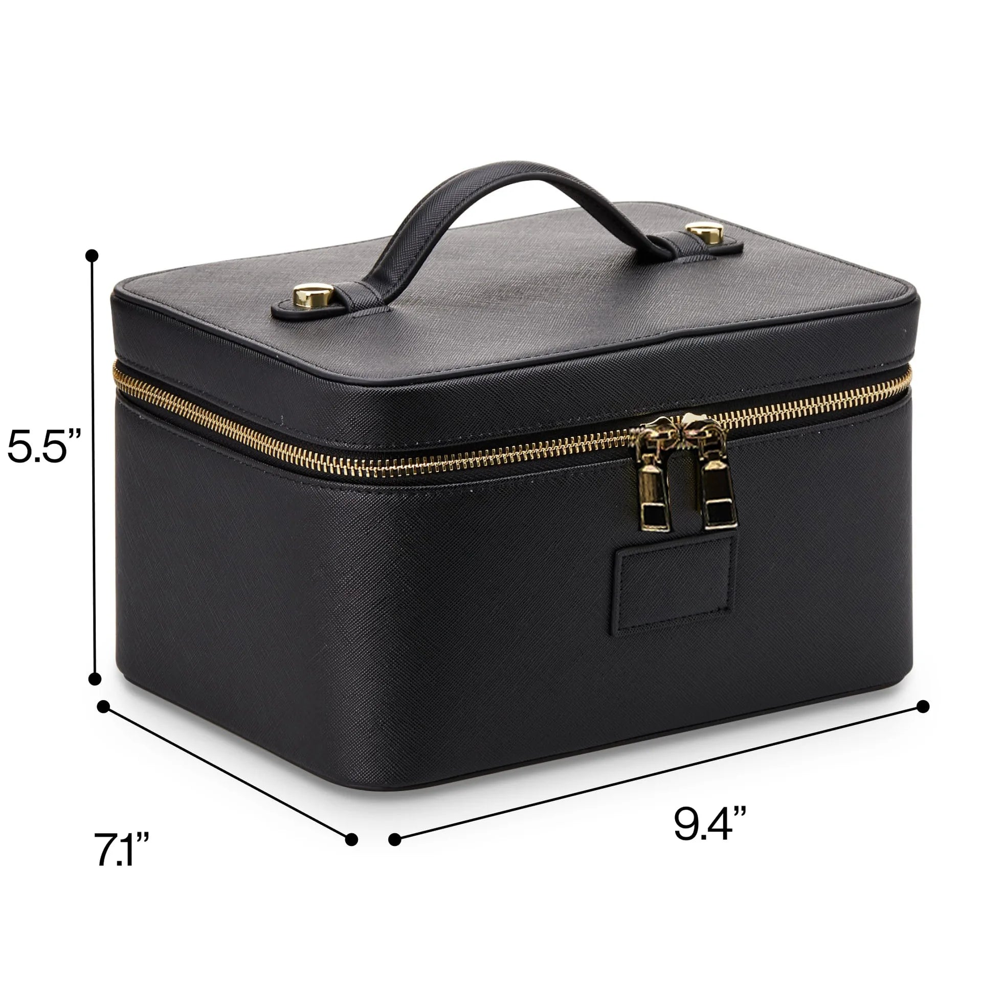 Fashion PU Handheld Makeup Bag with Compartment Large Capacity Portable Leather Makeup Pack Waterpoor Leather Cosmetic Pouch