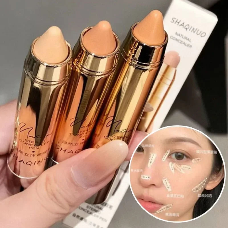 Gold Tube Concealer Pen Natural 3D Face Contouring Crayon Stick Matte Moisturizing Cream Cover Acne Dark Circle Modify Skin Tone