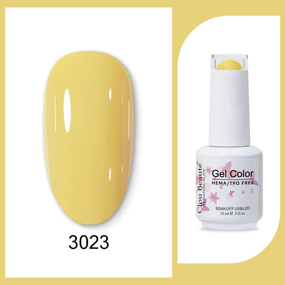 Clou Beaute 15ml Red Black White Green Neon Gel Nail Polish Base Top Coat Velvet Top 400 Colors Semi Permanent Gel Nail Varnish
