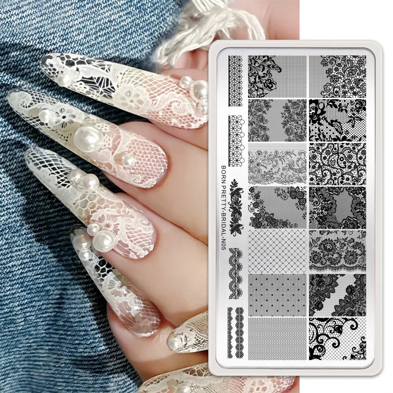 Stamping Plates Butterfly Necklace Floral Line Nail Art Templates Printing Image Manicure Tool