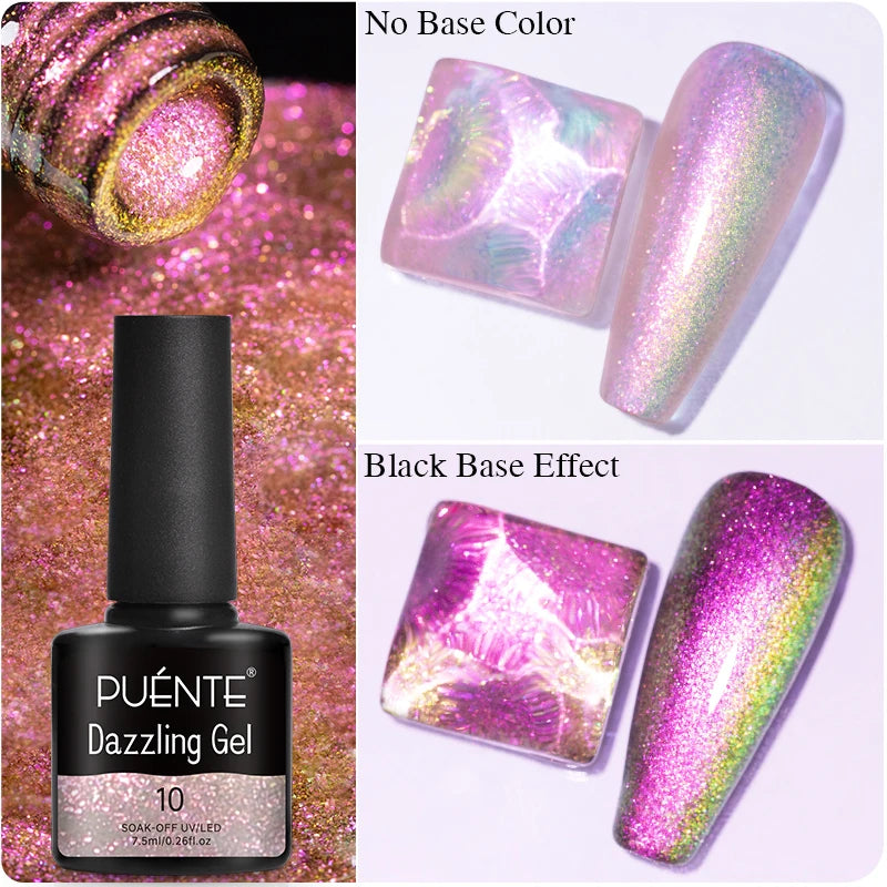 PUENTE Sparkle Platinum Gel Nail Polish 5ML Shiny Gold Silver Glitter Painting Gel Drawing Semi Permanent Varnish For Manicure