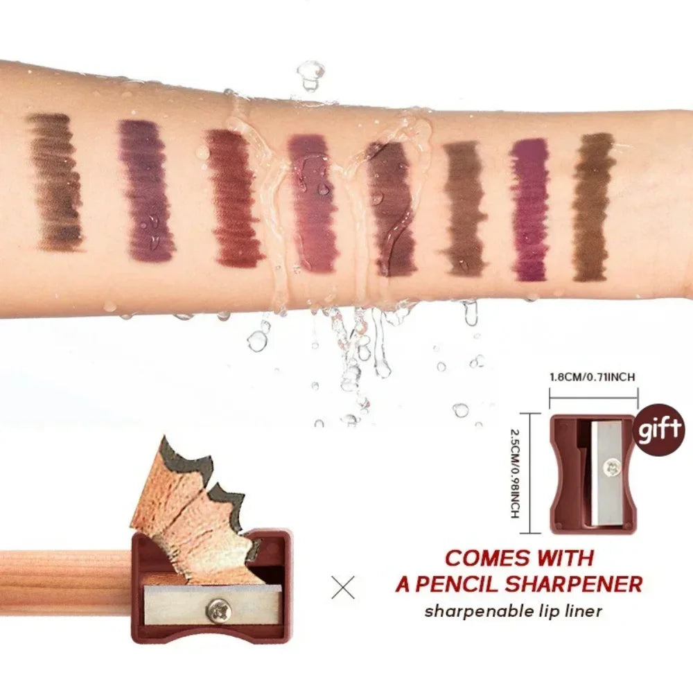 8-colors Matte Lip Liner Pencil Lip Contour Lipstick Pen Nude Brown Lipstick Pencil Natural Lasting Waterproof Lipliner Makeup