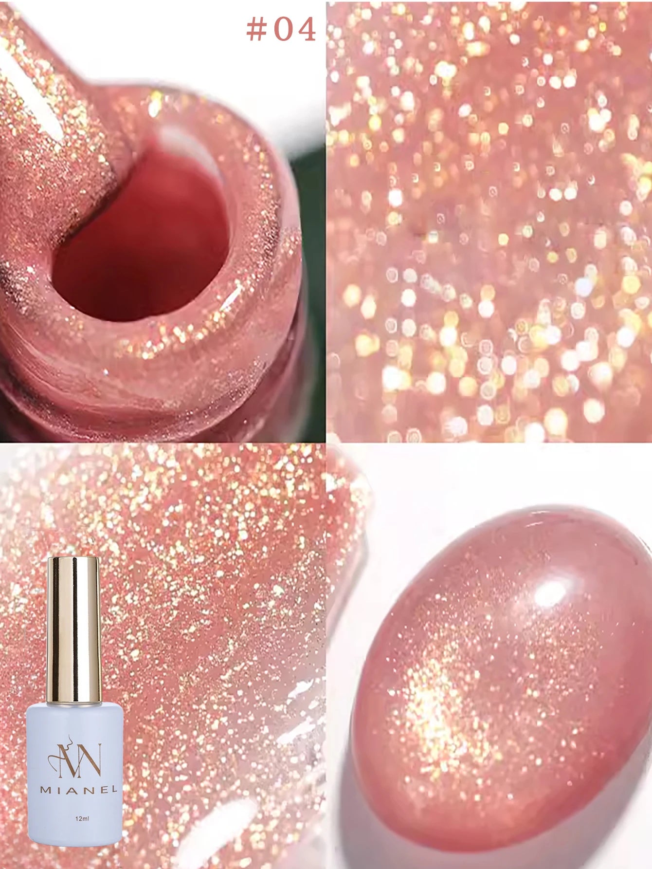 MIANEL1-12pcs 12ML Pink Blue White Green Series With Explosive Glitter Gel Nail Polish, Popular Yun Brocade Diamond Gel Polish