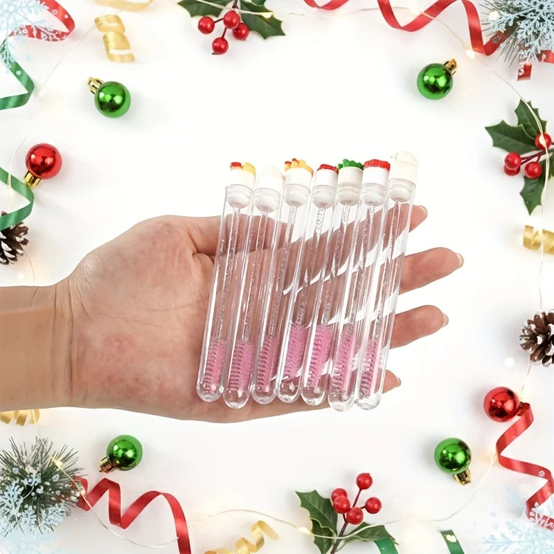 Christmas Crystal Lengthening Mascara 14Pcs/Box, Eyelash Extension Brush Tube Gift Set for Women