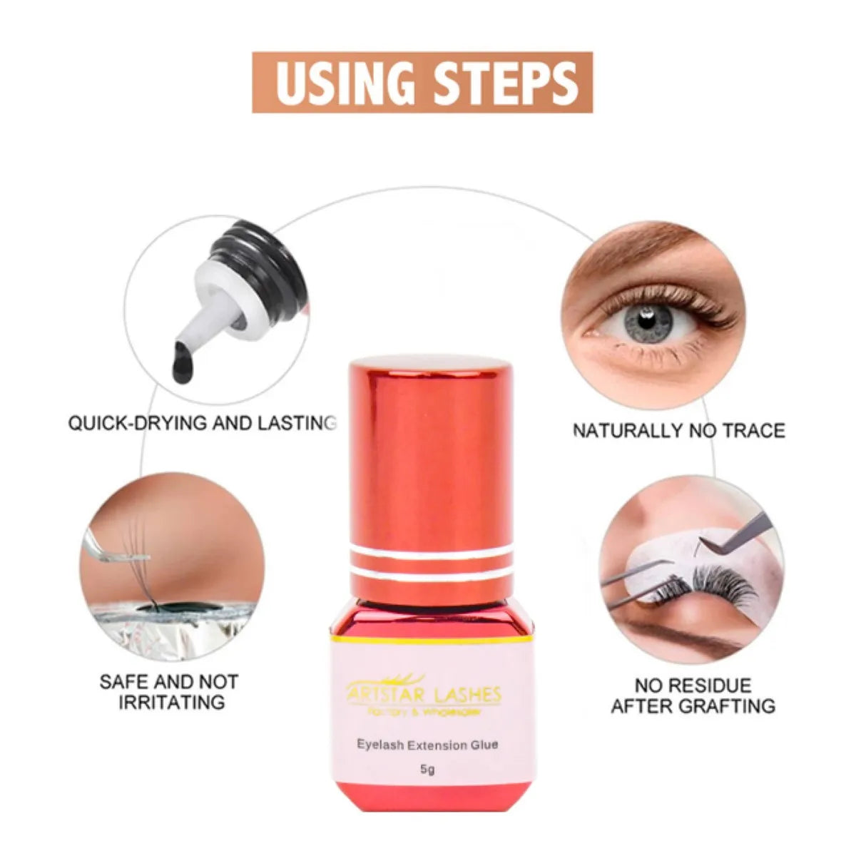 ARTSTAR 5ml Lash Extension Glue 0.3s Fast Drying Waterproof and Oil proof Black Korean Lash Glue