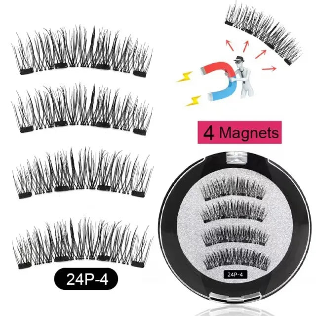 3D Magnetic False Eyelashes Reusable Magnetic Eyelashes With 4 Magnetic Lashes Natural Eyelash Extension Makeup Tools
