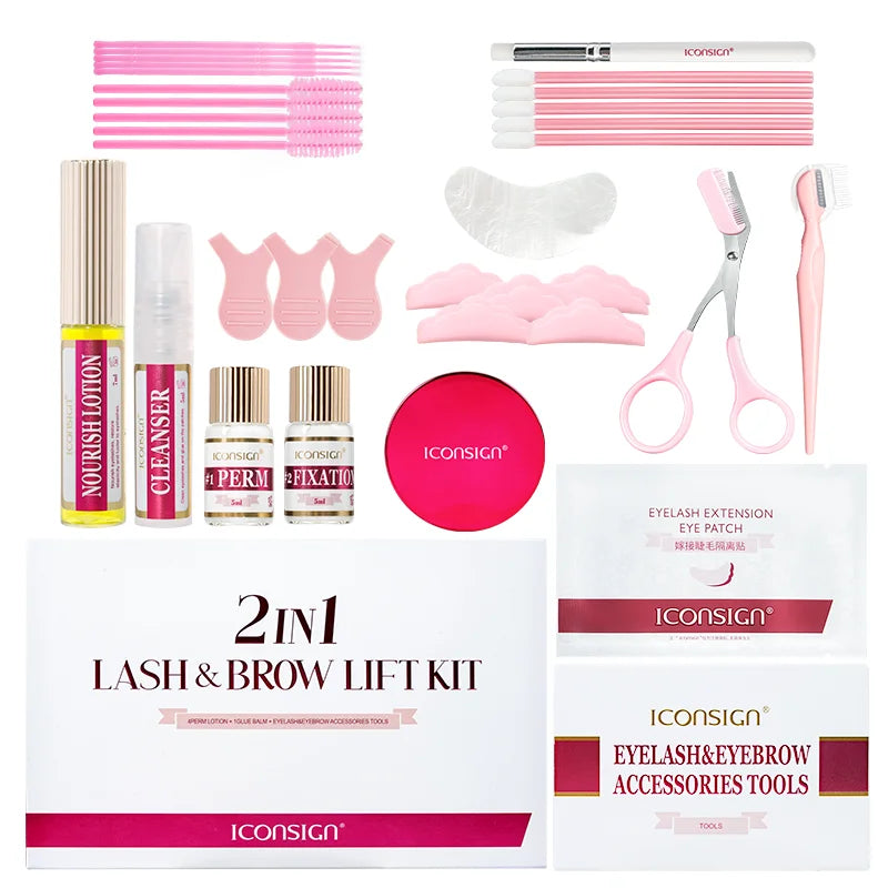ICONSIGN 2IN1 Professional Fast Perming LASH & BROW Liftng Kit Lasting 6-8 Weeks Mascara Lifting Eyelashes Enhancer Makeup Tool
