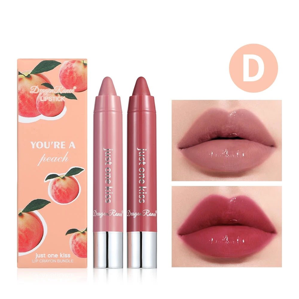 Two Lipstick Set, Water-Glossy Mirror, Light-Lasting, Moisturizing, Non-Removing Makeup, Long-Lasting Makeup Effect Lipstick Set