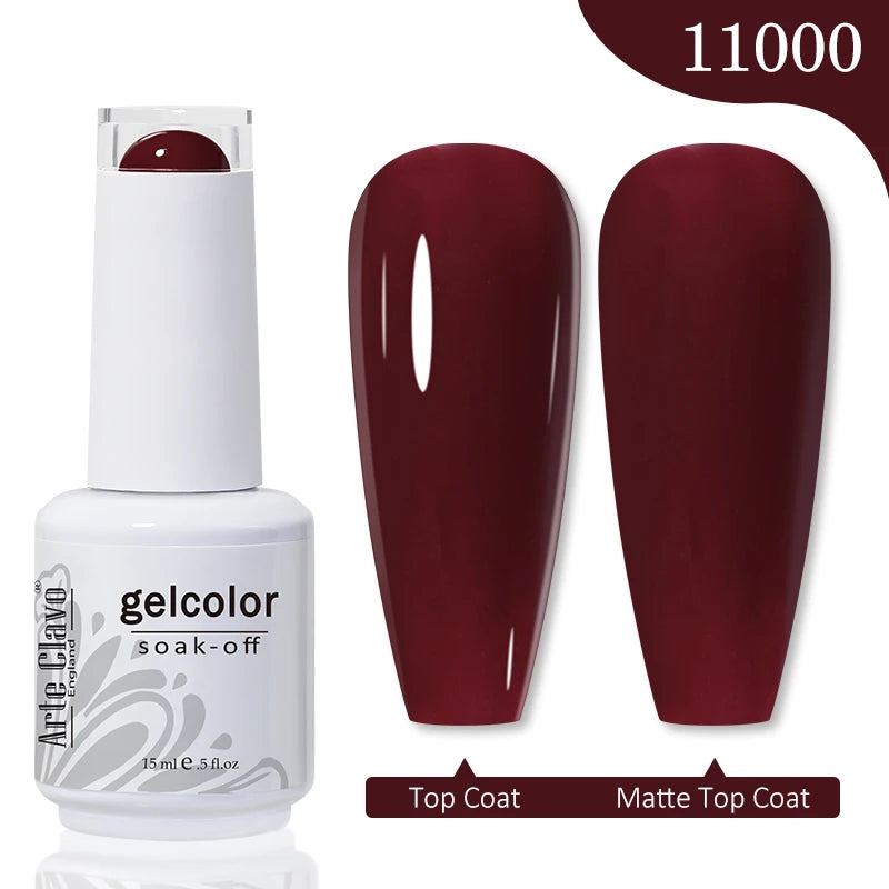 Arte Clavo 15ml Rose Red Pink Color Gel Nail Polish Autumn Winter Hot Sale Long Lasting Soak Off For Manicure Nail Art Gel