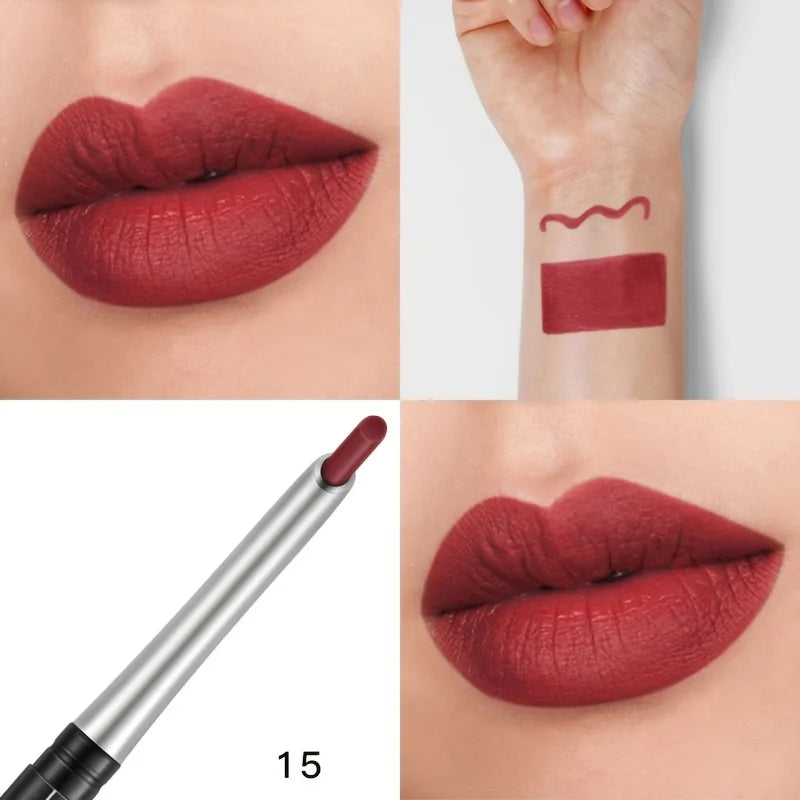 Waterproof Matte Lipliner Pencil Red Contour Tint Lipstick Long Lasting Non-stick Cup Moisturising Lips Makeup Cosmetic