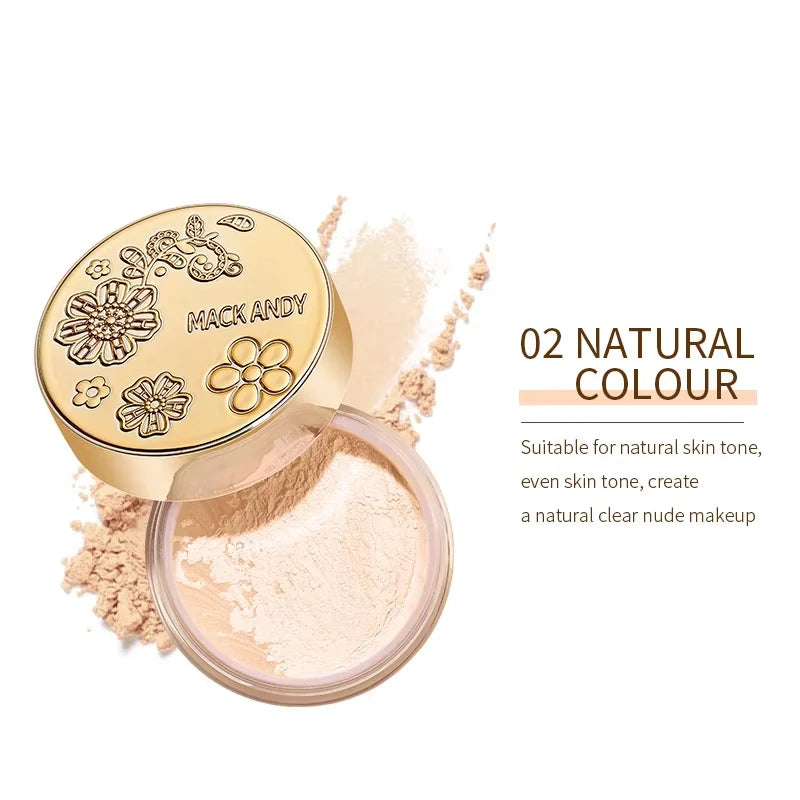 MACKANDY Soft Honey Loose Powder Waterproof Long-lasting Oil Control Shimmer Brighten Coverage Setting Powder Facial Makeup
