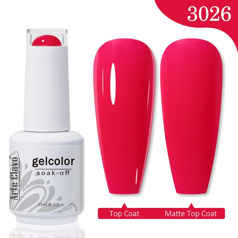 Arte Clavo 15ml Rose Red Pink Color Gel Nail Polish Autumn Winter Hot Sale Long Lasting Soak Off For Manicure Nail Art Gel