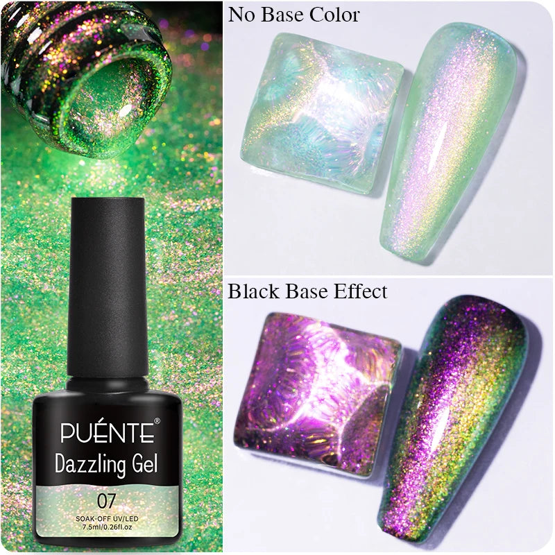 PUENTE Sparkle Platinum Gel Nail Polish 5ML Shiny Gold Silver Glitter Painting Gel Drawing Semi Permanent Varnish For Manicure