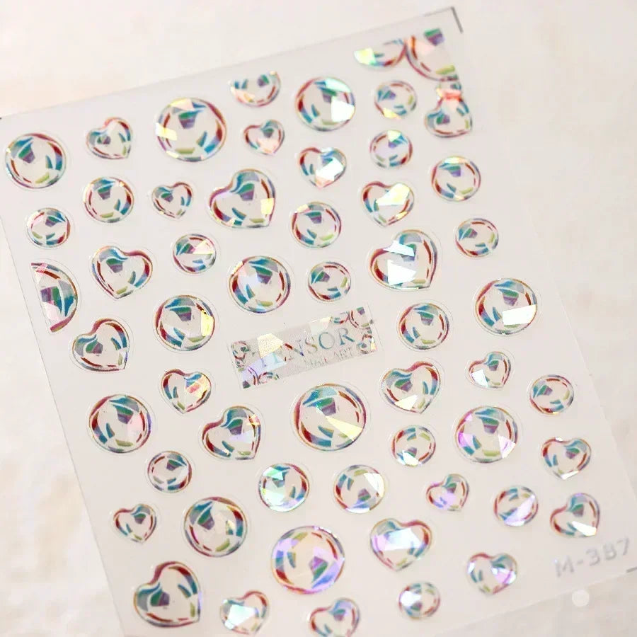Goldfish Cavort Water Grass Lotus Flower Leaf Brocaded Carp Koi Ripple Droplet Water Bubbles 5D Nail Art Stickers Manicure Decal