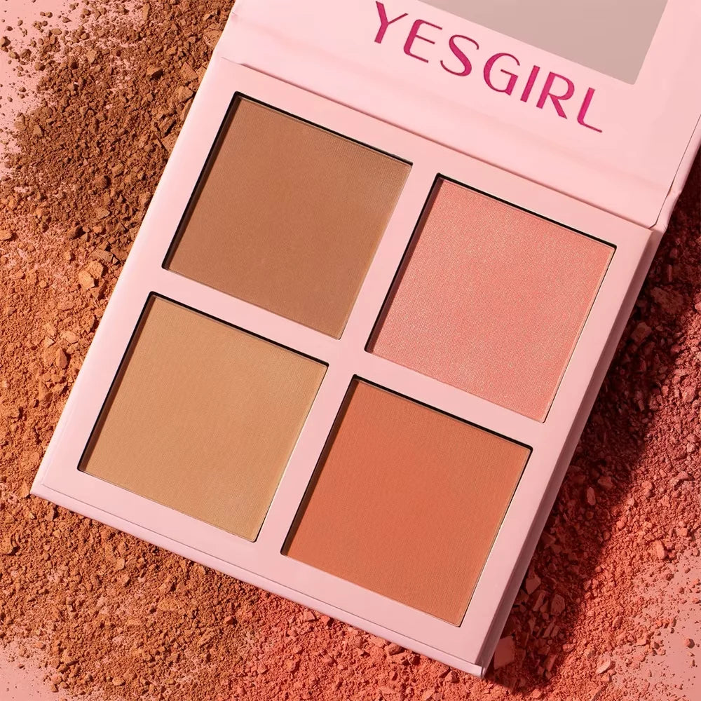 Four Color Matte Powder Blusher Low Saturation Soft Fog Powder Red Blusher Brightens Christmas gift