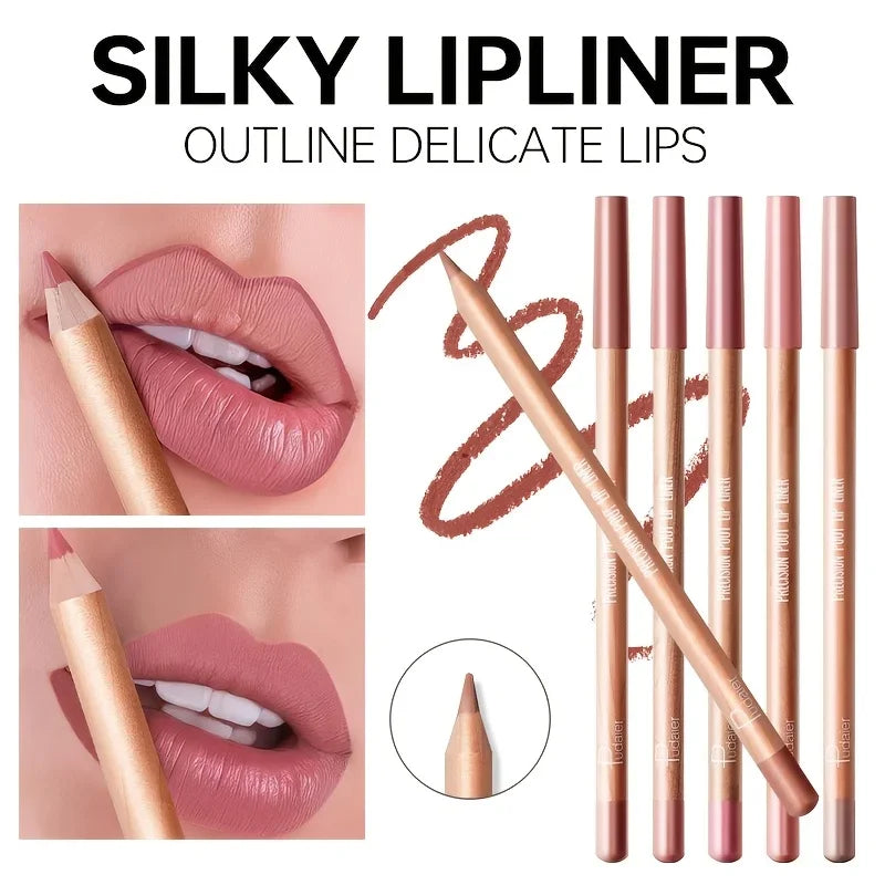 Nude Matte Lip Liner, Waterproof Long Lasting High Pigment Lip Pencil, Smooth Precise Lip Makeup Gift for Women