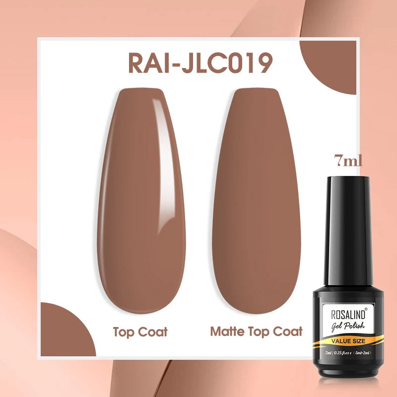 ROSALIND Gel Nail Polish Matte Base Top Coat For Soak Off Gel Polish UV LED Gel Semi Permanent Varnishes Design Nail Art